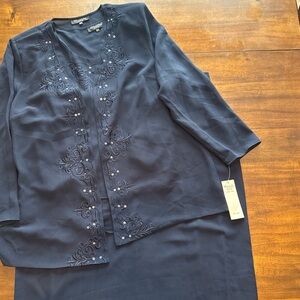 NWT Montee Collection 20W 3 piece skirt jacket tank set beaded suit dressy plus